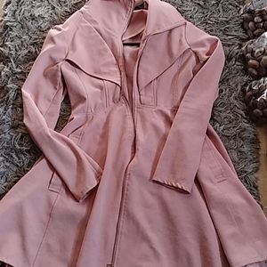 Meshed Pink Skirted Trench Jacket